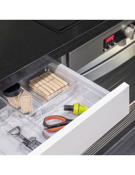 Emuca Kit di 10 contenitori organizer Cube per cassetti, Plastica, Trasparente