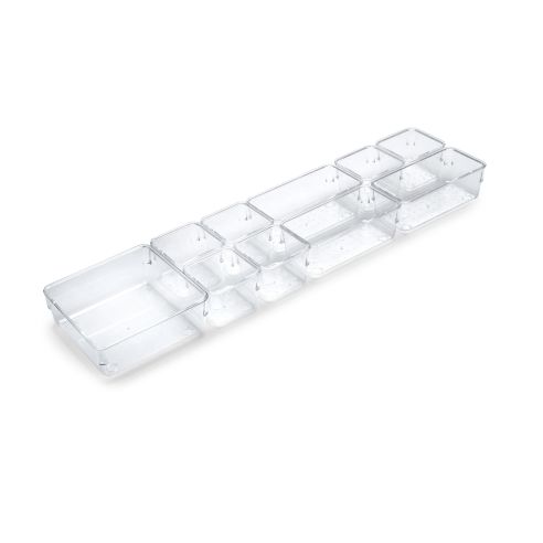 Emuca Kit di 10 contenitori organizer Cube per cassetti, Plastica, Trasparente