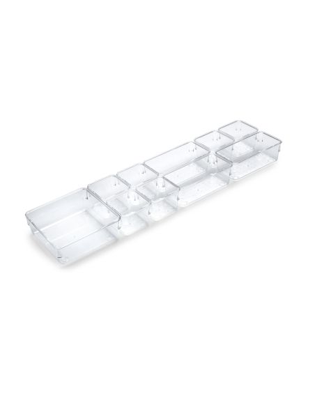 Emuca Kit di 10 contenitori organizer Cube per cassetti, Plastica, Trasparente