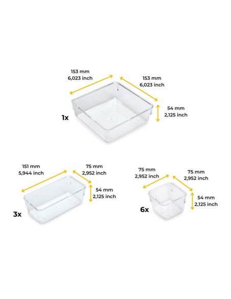 Emuca Kit di 10 contenitori organizer Cube per cassetti, Plastica, Trasparente