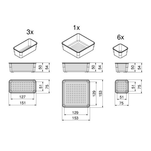 Emuca Kit di 10 contenitori organizer Cube per cassetti, Plastica, Trasparente
