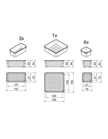 Emuca Kit di 10 contenitori organizer Cube per cassetti, Plastica, Trasparente