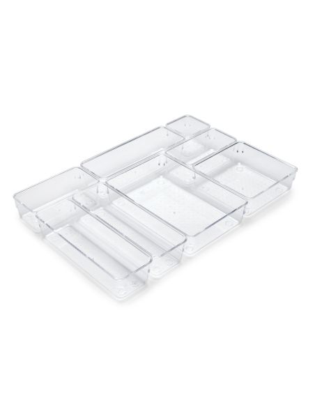 Emuca Kit di 8 contenitori organizer Cube per cassetti, Plastica, Trasparente