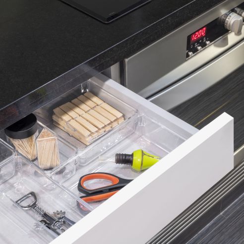 Emuca Kit di 8 contenitori organizer Cube per cassetti, Plastica, Trasparente