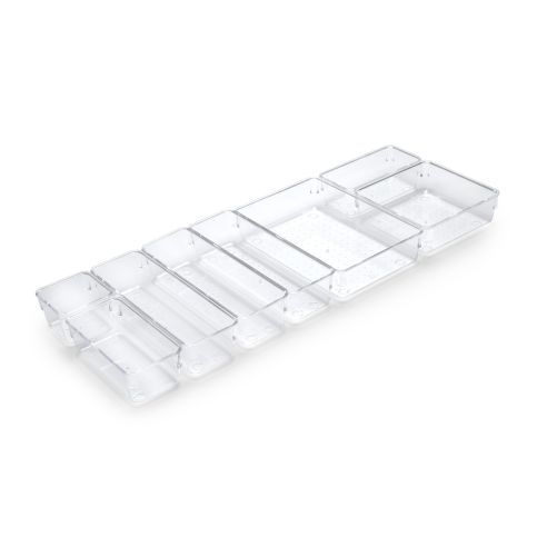 Emuca Kit di 8 contenitori organizer Cube per cassetti, Plastica, Trasparente