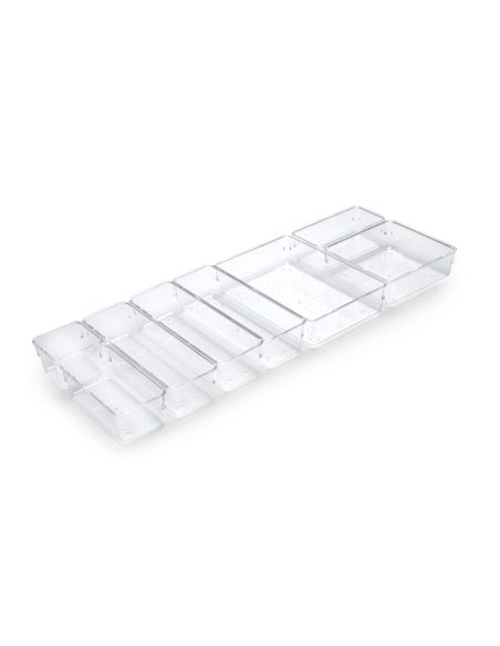 Emuca Kit di 8 contenitori organizer Cube per cassetti, Plastica, Trasparente