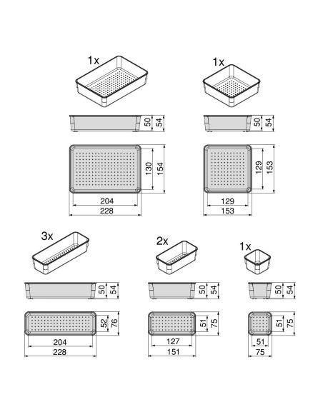 Emuca Kit di 8 contenitori organizer Cube per cassetti, Plastica, Trasparente