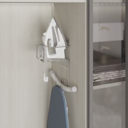 Emuca Supporto per ferro e asse da stiro per lavanderia, Acciaio, Cromato lucido 2