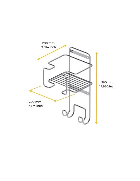 Emuca Supporto per ferro e asse da stiro per lavanderia, Acciaio, Cromato lucido