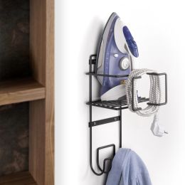 Emuca Supporto per ferro e asse da stiro per lavanderia, Acciaio, Grigio antracite 2