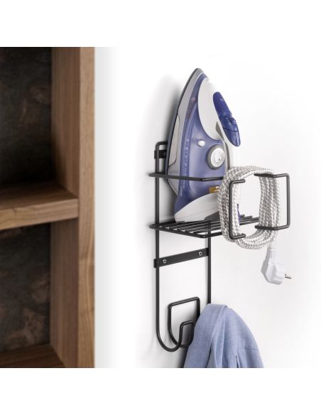 Emuca Supporto per ferro e asse da stiro per lavanderia, Acciaio, Grigio antracite