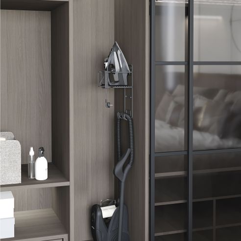 Emuca Supporto per ferro e asse da stiro per lavanderia, Acciaio, Grigio antracite