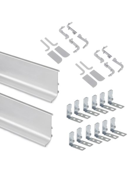 Emuca Kit di 2 profili superiori Gola per mobili da cucina, lunghezza 2,35m, con accessori, Alluminio, Anodizzato opaco
