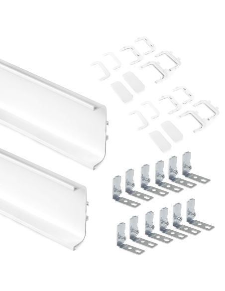 Emuca Kit di 2 profili centrali Gola per mobili da cucina, lunghezza 2,35m, con accessori, Alluminio, Verniciato bianco
