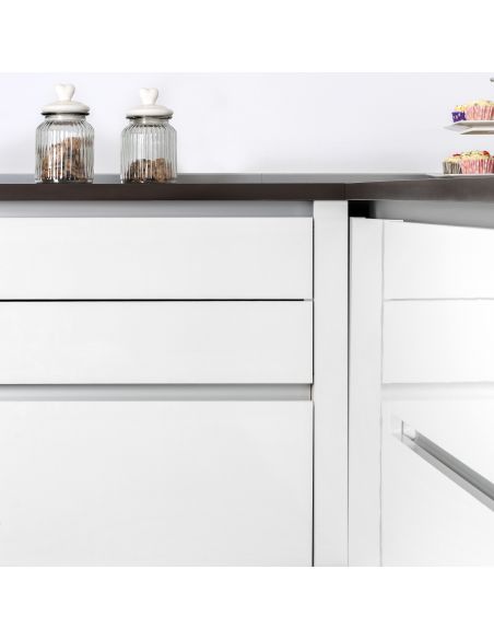 Emuca Kit di 2 profili centrali Gola per mobili da cucina, lunghezza 2,35m, con accessori, Alluminio, Verniciato bianco