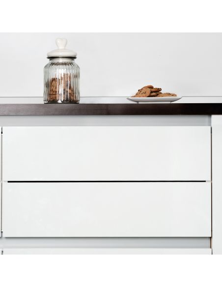 Emuca Kit di 2 profili centrali Gola per mobili da cucina, lunghezza 2,35m, con accessori, Alluminio, Verniciato bianco