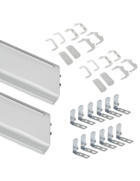 Emuca Kit di 2 profili centrali Gola per mobili da cucina, lunghezza 2,35m, con accessori, Alluminio, Anodizzato opaco