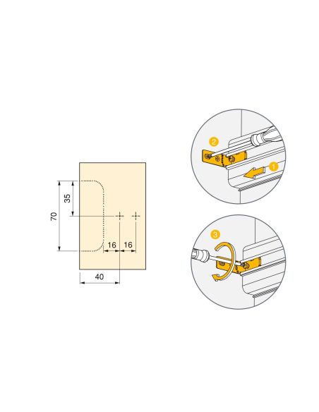 Emuca Kit di 2 profili centrali Gola per mobili da cucina, lunghezza 2,35m, con accessori, Alluminio, Anodizzato opaco