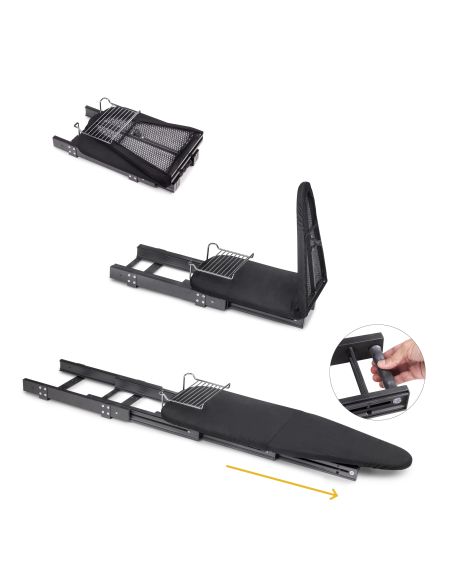 Emuca Asse da stiro pieghevole e Tavola da stiro estraibile per mobili. Modello: Iron Alu, Alluminio, Grigio antracite