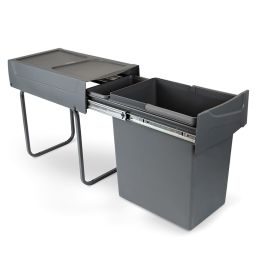 Emuca Recycle 1x20lt per il montaggio sul fondo e l'estrazione manuale in cucina, Grigio antracite, Tecnoplastica