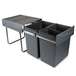 Emuca Contenitore per la raccolta differenziata Recycle da montare sul fondo e da estrarre manualmente in cucina Recycle 2x20lt