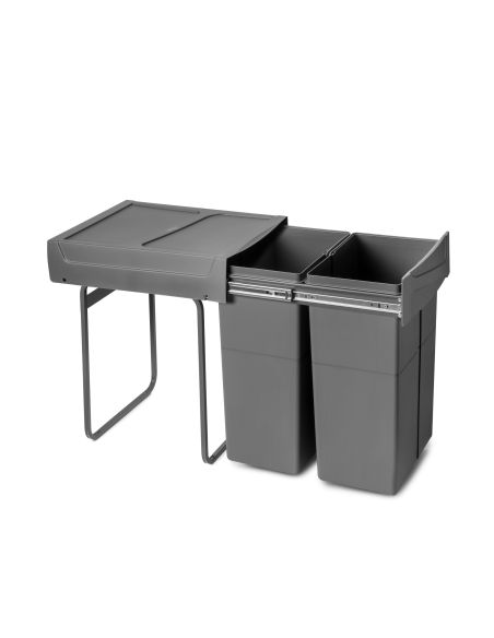 Emuca Contenitore per la raccolta differenziata Recycle da montare sul fondo e da estrarre manualmente in cucina Recycle 2x25lt