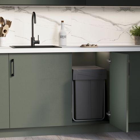 Emuca Contenitore per la raccolta differenziata Recycle da montare sul fondo e da estrarre manualmente in cucina Recycle 2x25lt
