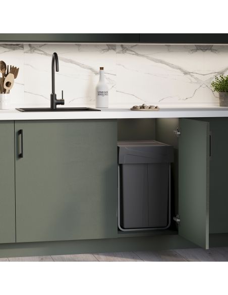 Emuca Contenitore per la raccolta differenziata Recycle da montare sul fondo e da estrarre manualmente in cucina Recycle 2x25lt