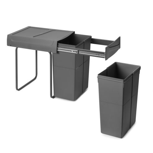 Emuca Contenitore per la raccolta differenziata Recycle da montare sul fondo e da estrarre manualmente in cucina Recycle 2x25lt