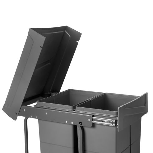 Emuca Contenitore per la raccolta differenziata Recycle da montare sul fondo e da estrarre manualmente in cucina Recycle 2x25lt