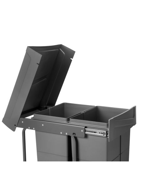 Emuca Contenitore per la raccolta differenziata Recycle da montare sul fondo e da estrarre manualmente in cucina Recycle 2x25lt