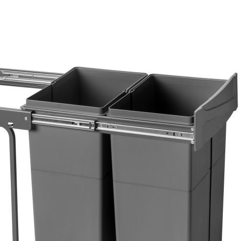 Emuca Contenitore per la raccolta differenziata Recycle da montare sul fondo e da estrarre manualmente in cucina Recycle 2x25lt