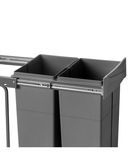 Emuca Contenitore per la raccolta differenziata Recycle da montare sul fondo e da estrarre manualmente in cucina Recycle 2x25lt