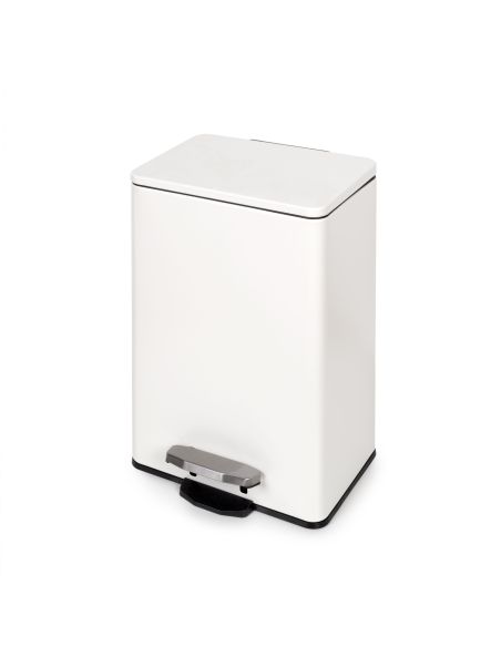 Emuca Contenitore rettangolare per la raccolta differenziata Recycle, apertura del coperchio a pedale, 1x12lt, Alluminio
