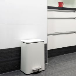 Emuca Contenitore rettangolare per la raccolta differenziata Recycle, apertura del coperchio a pedale, 1x12lt, Alluminio 2