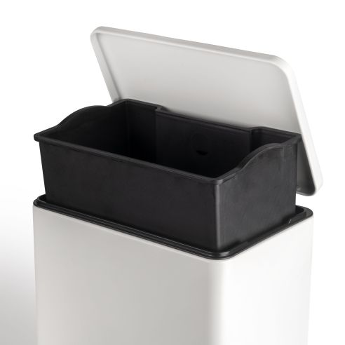 Emuca Contenitore rettangolare per la raccolta differenziata Recycle, apertura del coperchio a pedale, 1x12lt, Alluminio