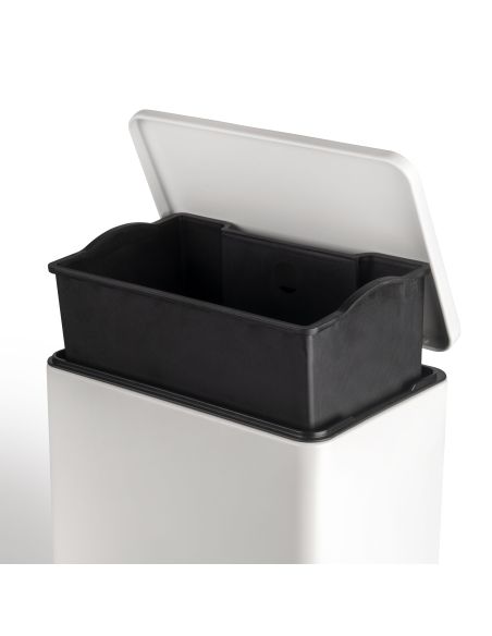 Emuca Contenitore rettangolare per la raccolta differenziata Recycle, apertura del coperchio a pedale, 1x12lt, Alluminio
