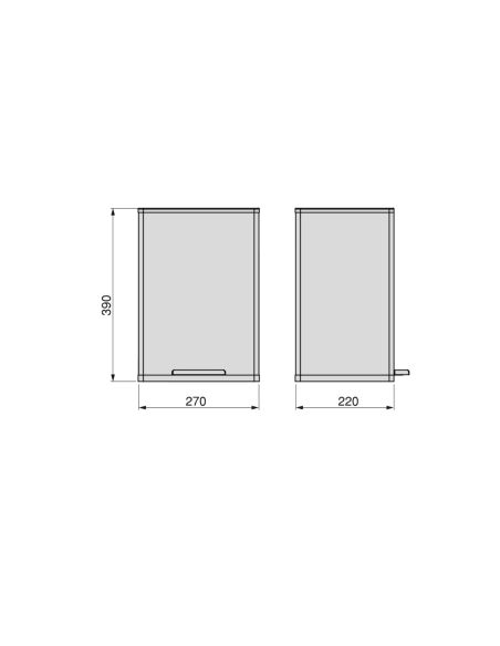 Emuca Contenitore rettangolare per la raccolta differenziata Recycle, apertura del coperchio a pedale, 1x12lt, Alluminio