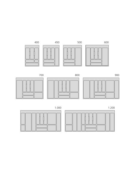 Emuca Portaposate universale per posate Optima, modulo 700 mm, Tecnoplastica, Grigia