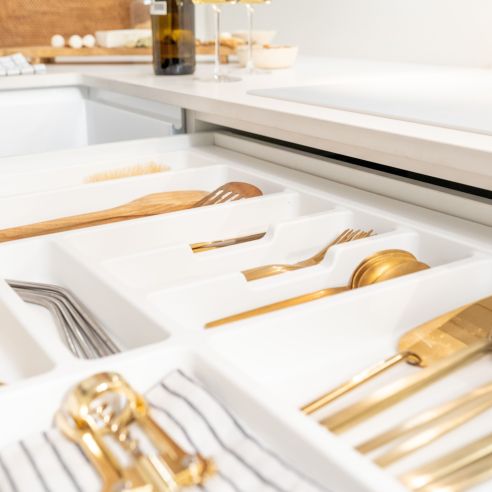 Emuca Portaposate Optima Vertex/Concept 500mm (Spalle 16mm), 600, Plastica bianca, Tecnoplastica