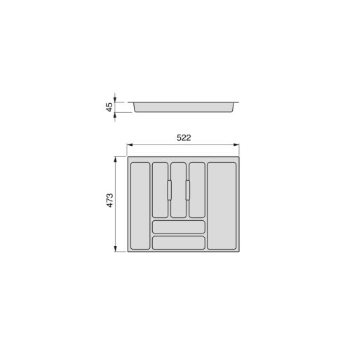 Emuca Portaposate Optima Vertex/Concept 500mm (Spalle 16mm), 600, Plastica bianca, Tecnoplastica