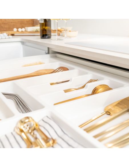 Emuca Portaposate Optima Vertex/Concept 500mm (Spalle 16mm), 1.000, Plastica bianca, Tecnoplastica