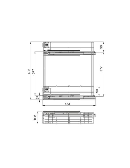 Emuca Portabottiglie laterale estraibile Supra con chiusura soft, modulo 150 mm, Acciaio, Verniciato alluminio
