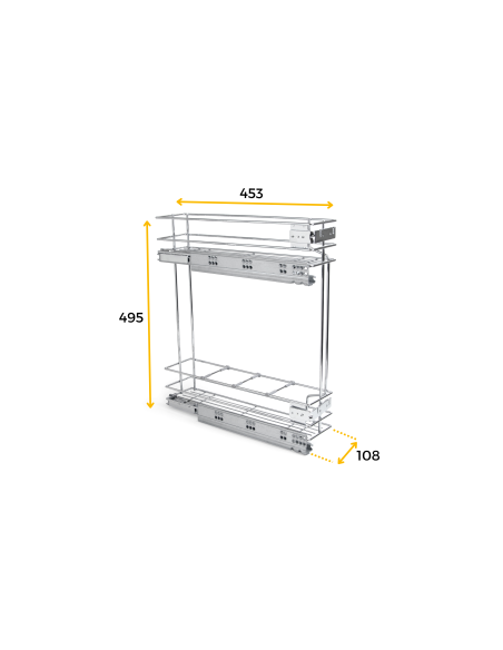 Emuca Portabottiglie laterale estraibile Supra con chiusura soft, modulo 150 mm, Acciaio, Verniciato alluminio
