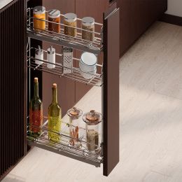 Emuca Portabottiglie estraibile SupraMax con chiusura soft, lato sinistro, 3 vassoi, unità 150 mm, Acciaio, Cromato lucido 2