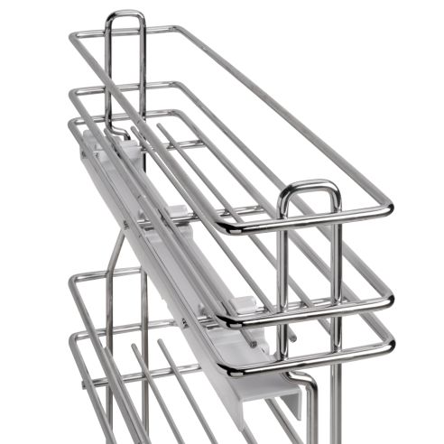 Emuca Portabottiglie estraibile SupraMax con chiusura soft, lato sinistro, 3 vassoi, unità 150 mm, Acciaio, Cromato lucido