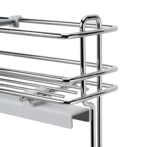 Emuca Portabottiglie estraibile SupraMax con chiusura soft, lato sinistro, 3 vassoi, unità 150 mm, Acciaio, Cromato lucido