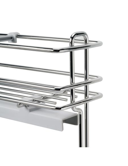 Emuca Portabottiglie estraibile SupraMax con chiusura soft, lato sinistro, 3 vassoi, unità 150 mm, Acciaio, Cromato lucido