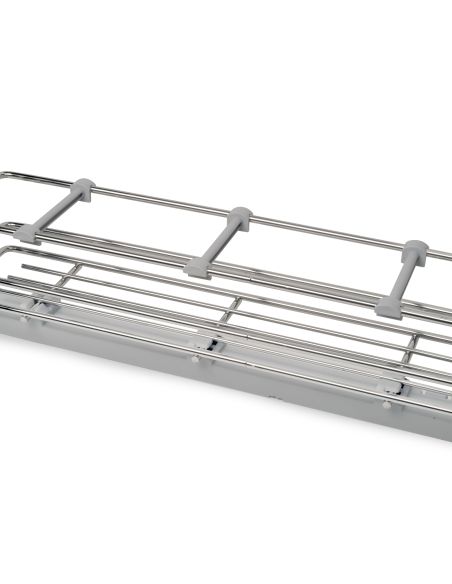 Emuca Portabottiglie estraibile SupraMax con chiusura soft, lato sinistro, 3 vassoi, unità 150 mm, Acciaio, Cromato lucido