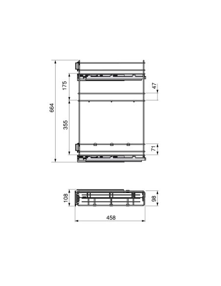 Emuca Portabottiglie estraibile SupraMax con chiusura soft, lato sinistro, 3 vassoi, unità 150 mm, Acciaio, Cromato lucido